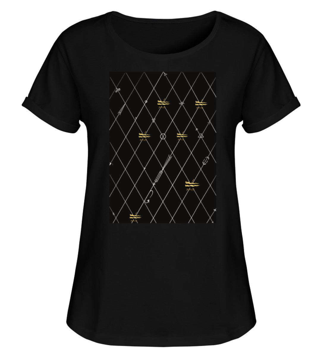 T-shirt black Women  - Damen RollUp Shirt