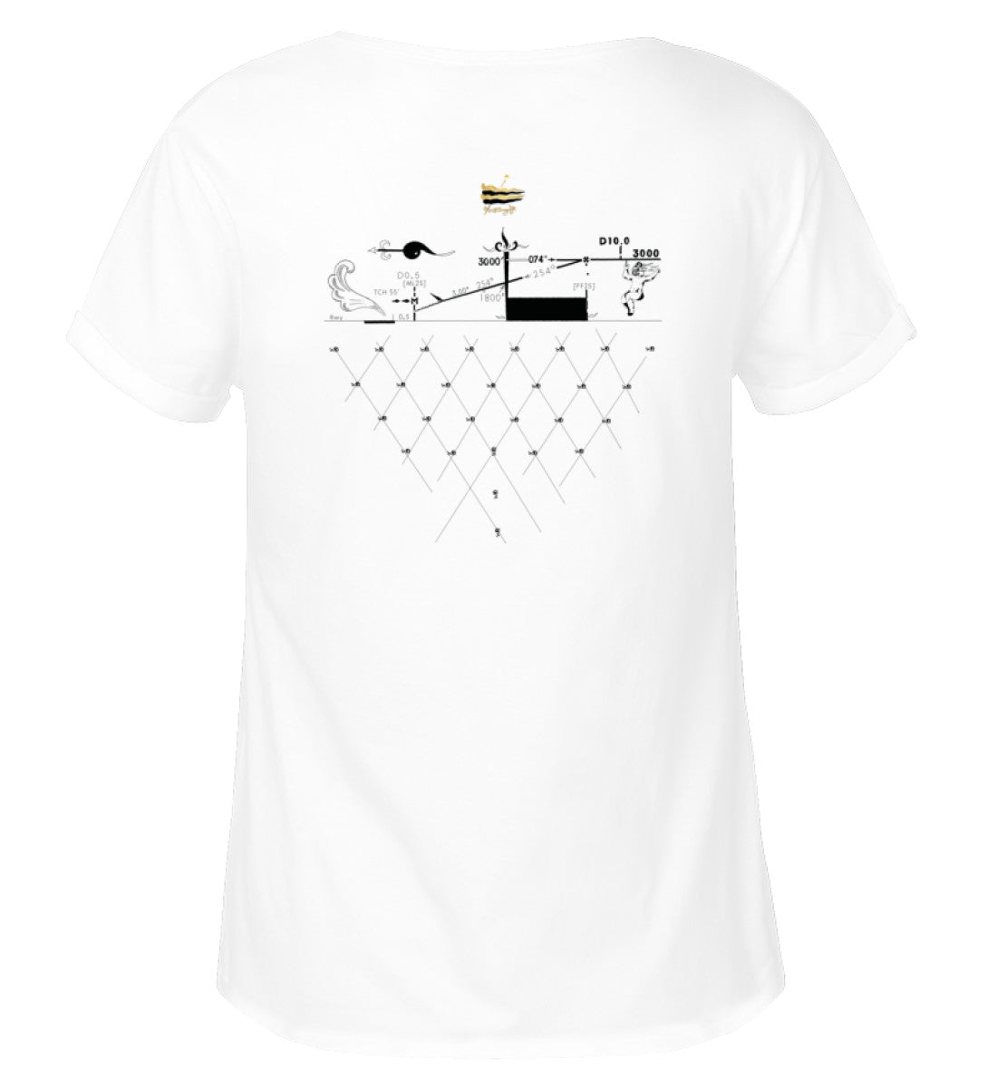 T-shirt Blanc Femme - Damen RollUp Shirt