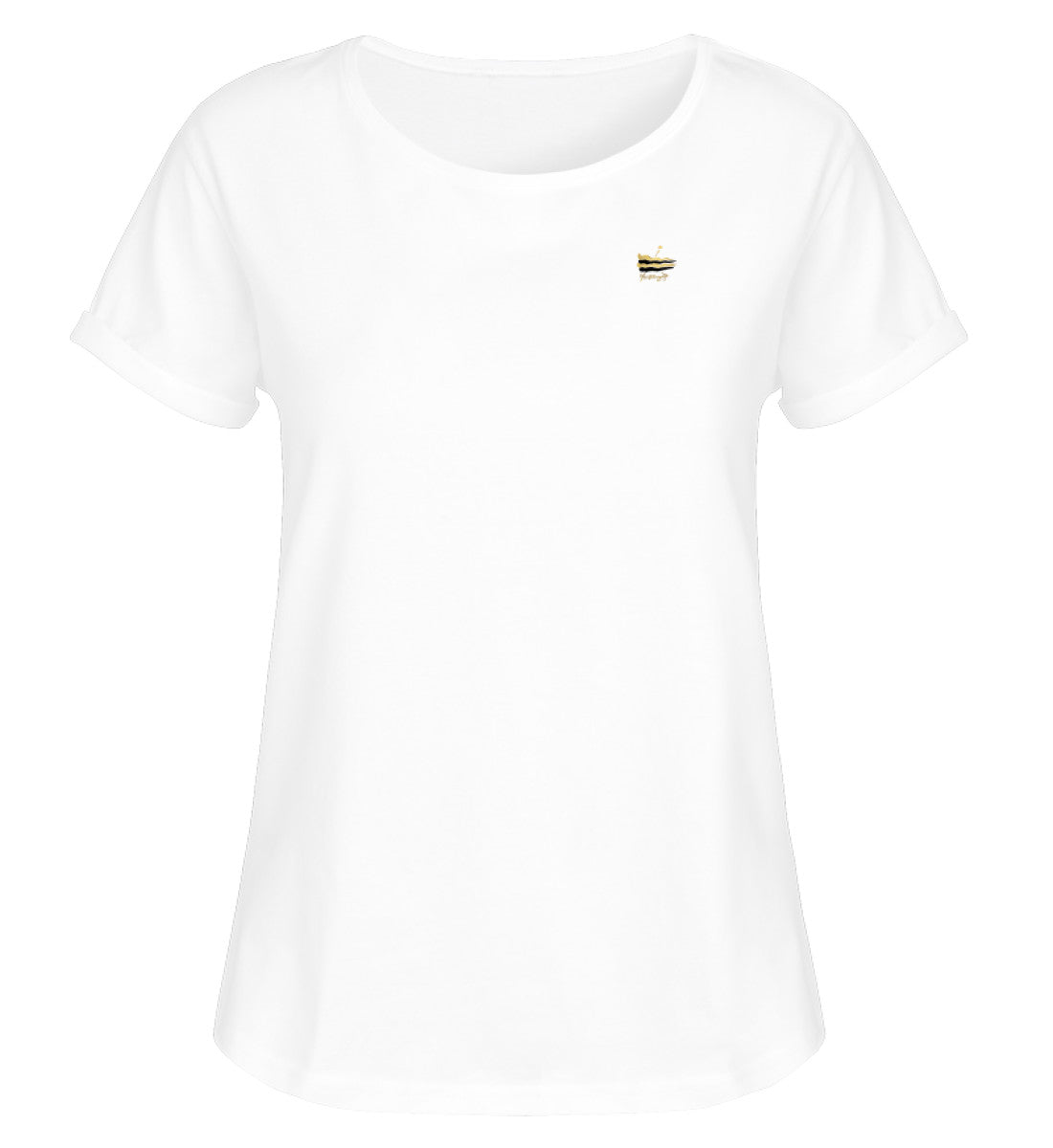 T-shirt Blanc Femme - Damen RollUp Shirt